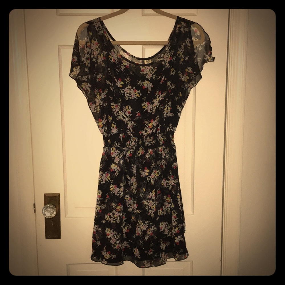 Express Sheer Black floral dress